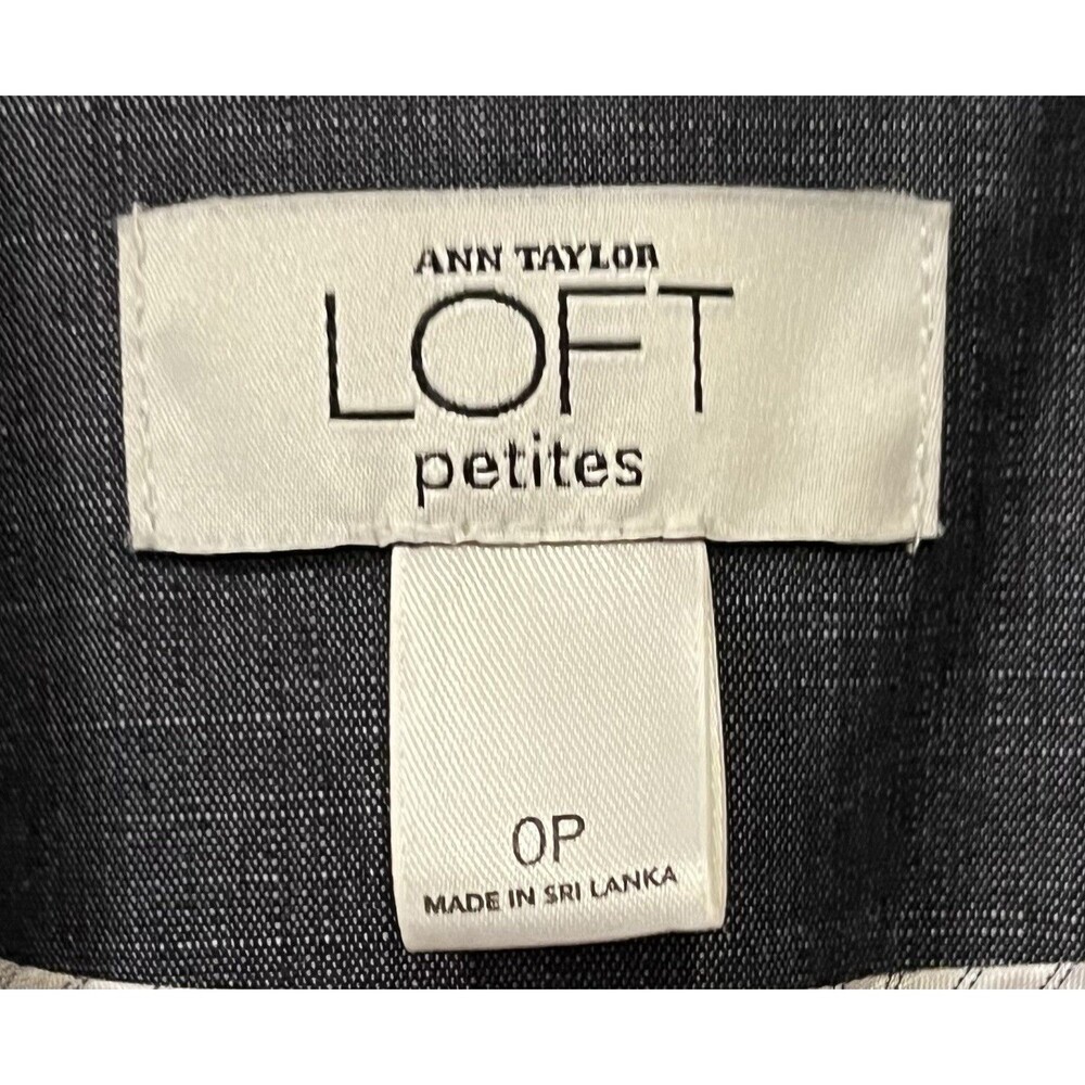 Loft Crop Blazer Ruffle Trim 3/4 Sleeves Blazer Womens 0P Blue Office Siren Corp - Picture 2 of 8